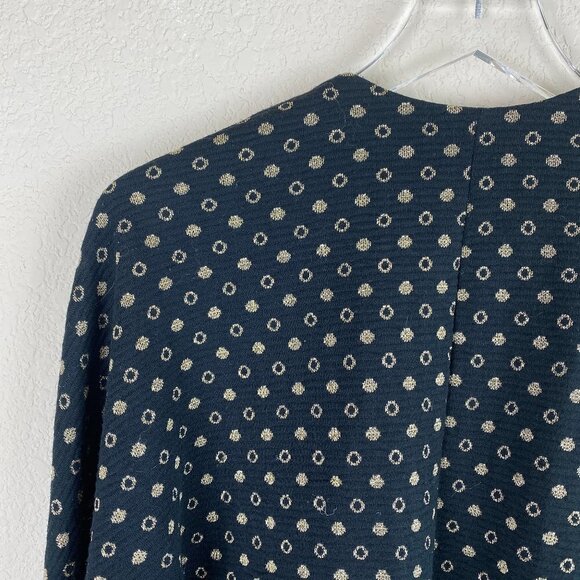 VINTAGE Gold Polka Dot Knit Crop Sweater Jacket SP - Picture 9 of 14